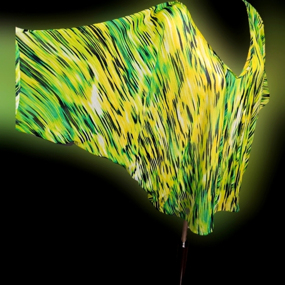 Jones New York Vibrant Green Drop Sleeve V-Neck Sheer Blouse Lg - Picture 2 of 11